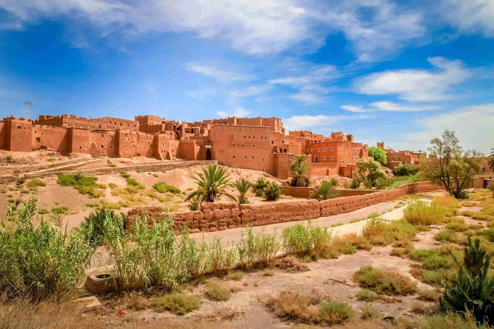 Earthen kasbah architecture in Morocco