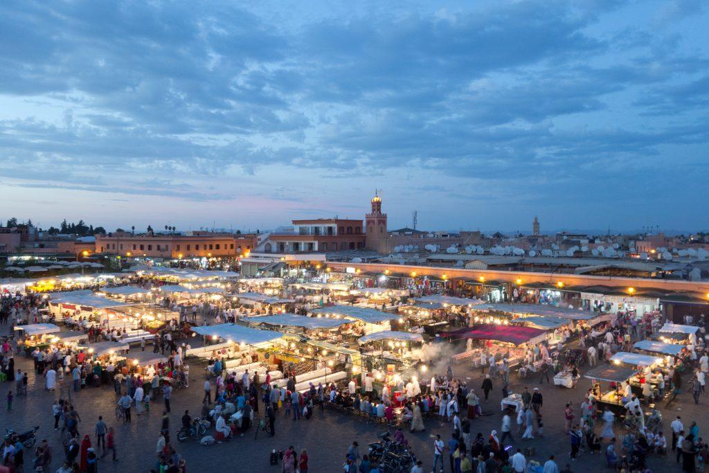 Colorful Moroccan souk marketplace